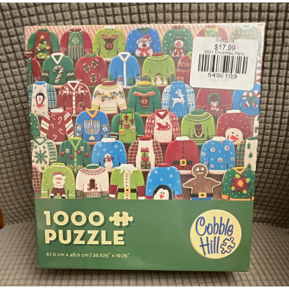 Cobble Hill Ugly Xmas Sweaters 1000 Piece Jigsaw Puzzle New in Box 26.6x19.3"